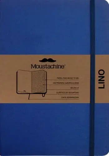 Envío Inmediato MOUSTACHINE CLASSIC LINEN HARDCOVER INDIGO BLUE SQUARED POCKET MOUSTACHINE CLASSIC LINEN HARDCOVER INDIGO BLUE SQUARED POCKET